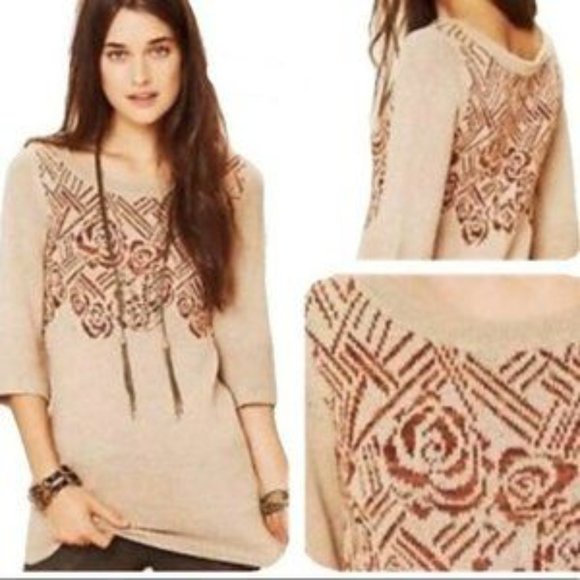 FREE PEOPLE Desert Rose Stitched Tunic Sweater - Large - Picture 1 of 7